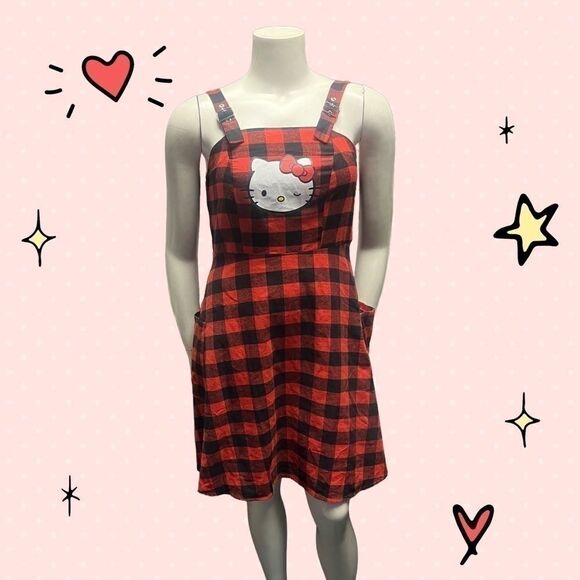 Hello Kitty & SHEIN Plaid Overall Dress Size OX NWT - Picture 1 of 7